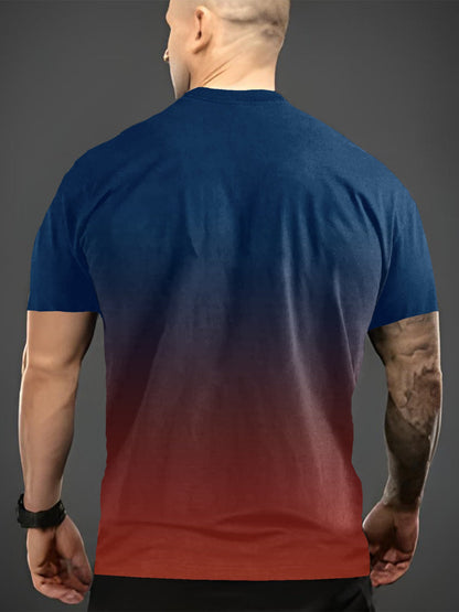 Summer Men'S 3D Digital Printing, Cool Gradual Change: "Calvin" Printed T-Shirt, Casual And Comfortable Versatile Men'S Round Neck Short Sleeves, Suitable for Daily And Sports Wear