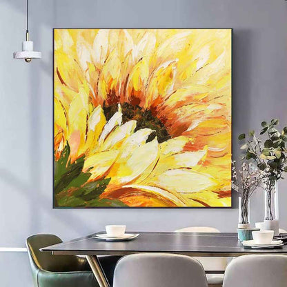 Hand-Painted Oil Painting On Canvas Abstract Sunflower Flowers Painting Modern Wall Art Landscape Painting Living Room Home Office Decor Frameless