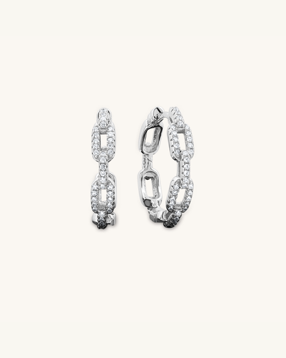 Pave Stone Paperclip Hoops