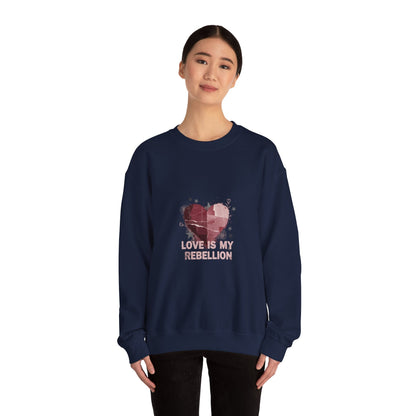 Love Is My Rebellion Sweatshirt | soft grunge heart, distressed punk heart design