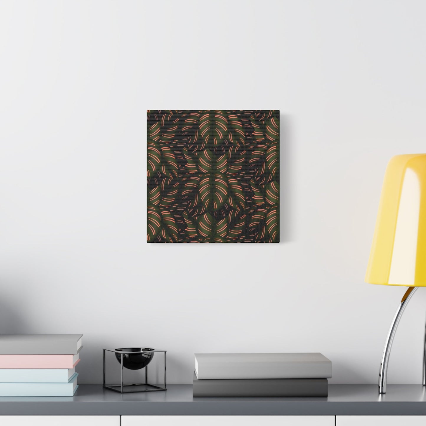 Calathea Pinstripe Pattern Canvas Print – Botanical Wall Art