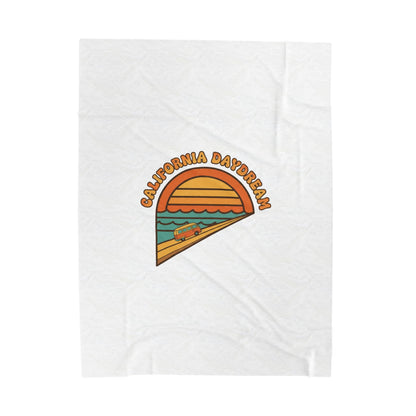 California Daydream Sunset Velveteen Blanket | 70s Retro Palm Golden Hour