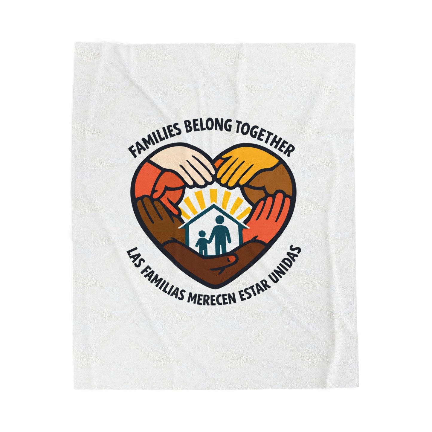 Families Belong Together Velveteen Plush Blanket | family unity, bilingual solidarity