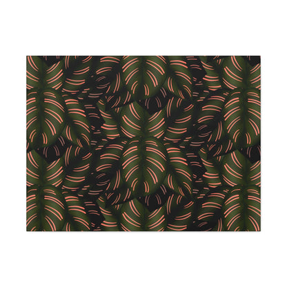 Calathea Pinstripe Pattern Canvas Print – Botanical Wall Art