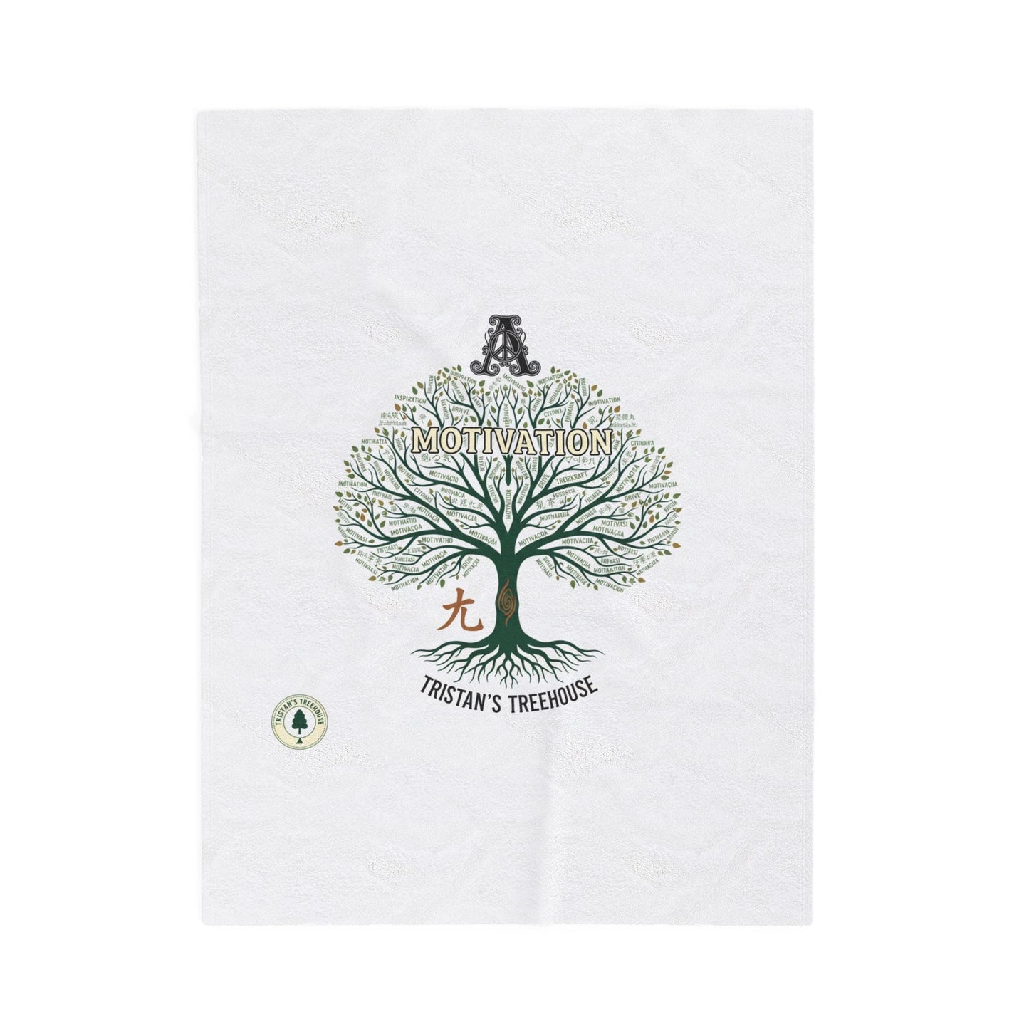 Handwritten Tree Doodle Velveteen Plush Blanket | sketch aesthetic, cozy handwritten message