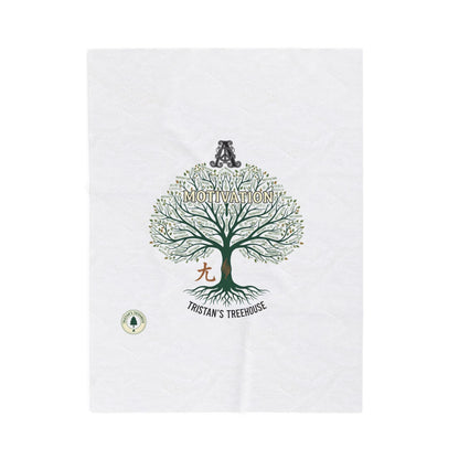 Handwritten Tree Doodle Velveteen Plush Blanket | sketch aesthetic, cozy handwritten message