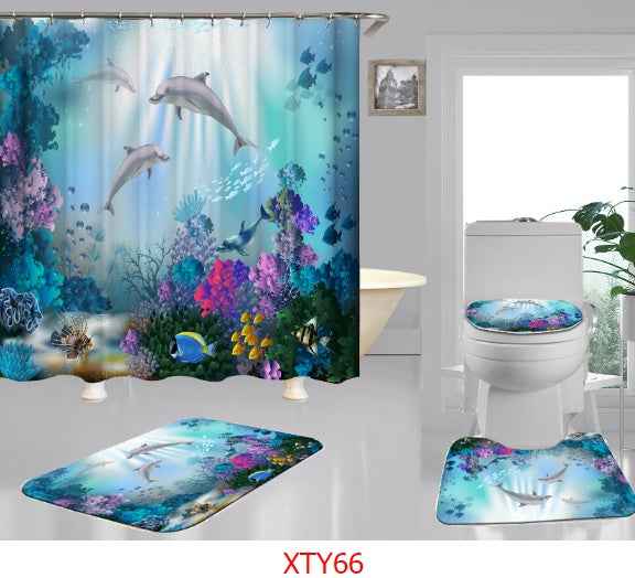 Ocean digital printing shower curtain