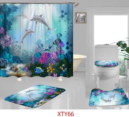 Ocean digital printing shower curtain