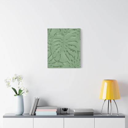 Sage Green Monstera Canvas Print – Botanical Wall Art