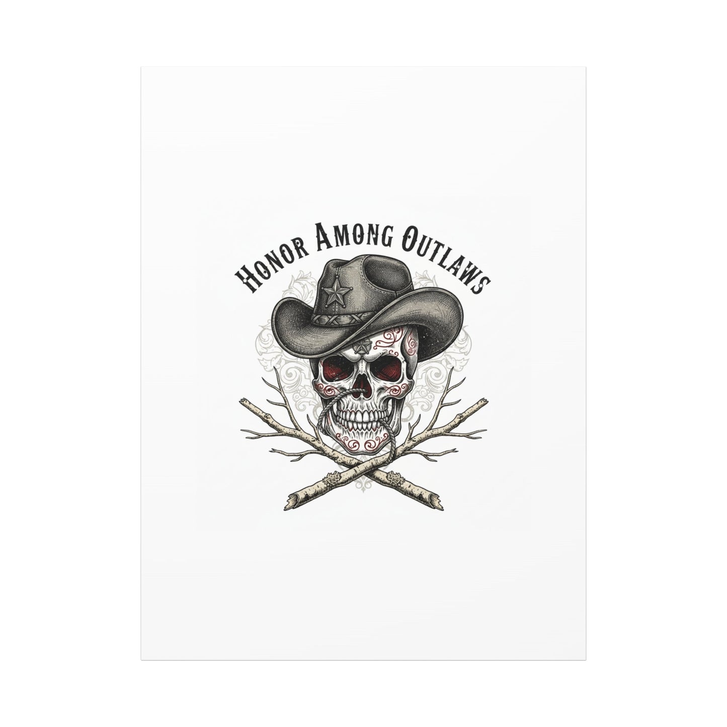 Honor Among Outlaws Canvas | Western Skull Art, Gothic Americana Desert Noir