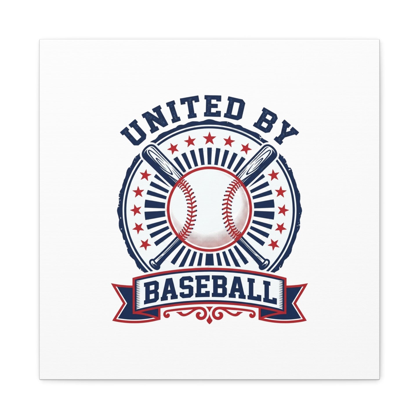 United by Baseball Canvas | Patriotic Baseball Graphic, Red White Blue Wall Art