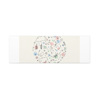 Doodle Circle Line Drawing Matte Canvas, Hand-Drawn Sketch Art