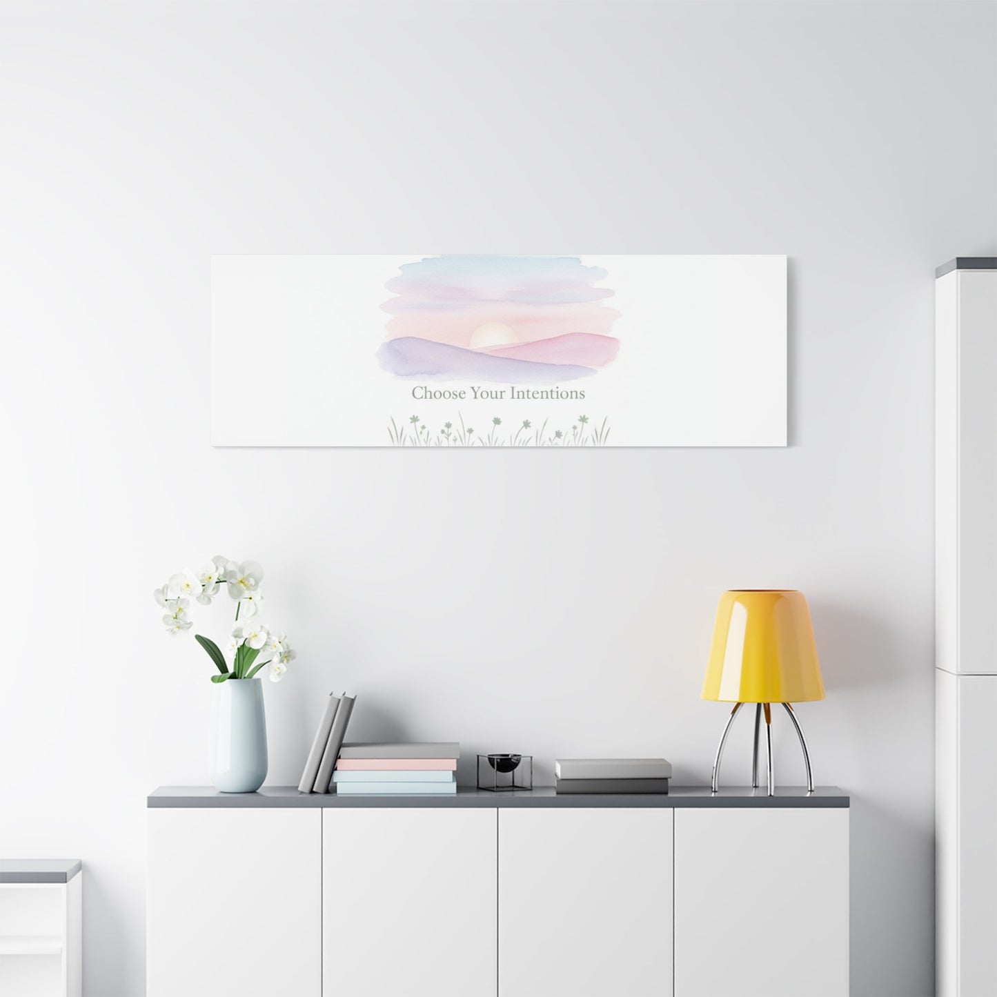 Choose Your Intentions Canvas, soft wellness poster, pastel gradient mindfulness art