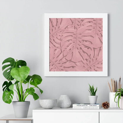 Soft Pink Monstera Framed Print – Botanical Wall Art