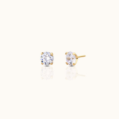 14K Solid Gold 2mm White CZ Threadless Labret Flat Back Earring