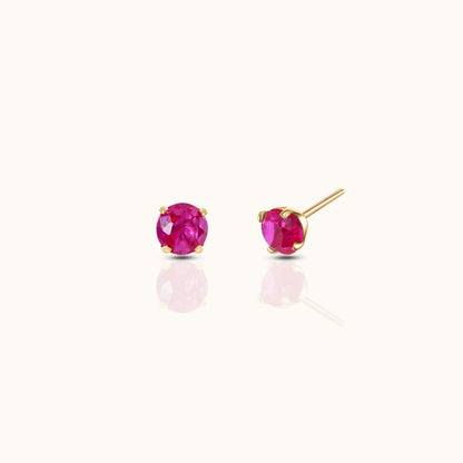 14K Solid Gold 2mm Ruby CZ Threadless Labret Flat Back Earring