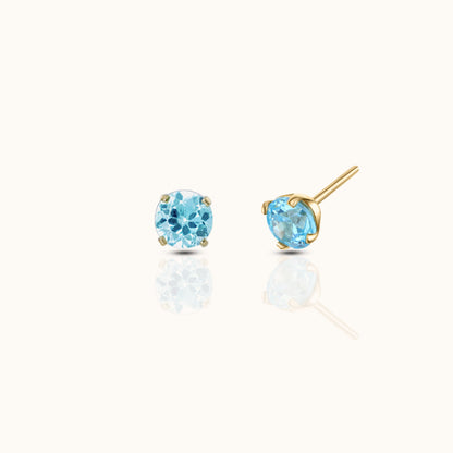 14K Solid Gold 3mm Aquamarine CZ Threadless Labret Flat Back Earring