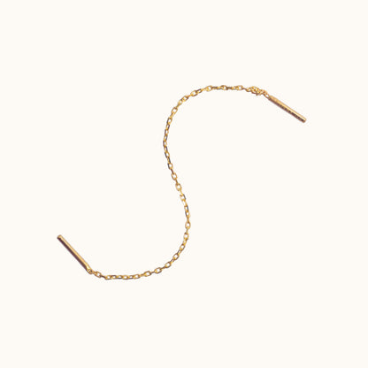 14K Solid Gold Ear Chain Threader Earring