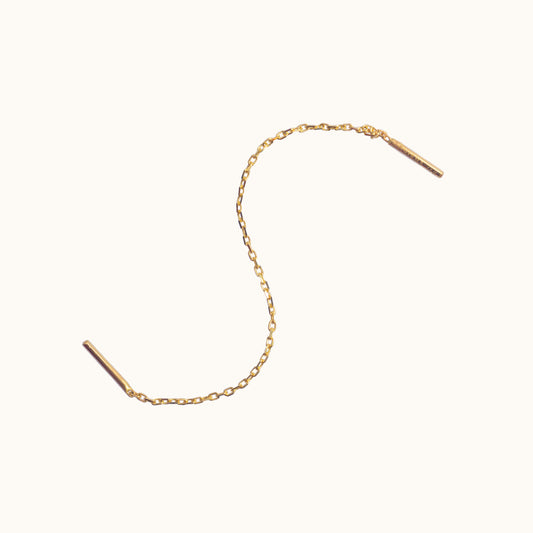 14K Solid Gold Ear Chain Threader Earring
