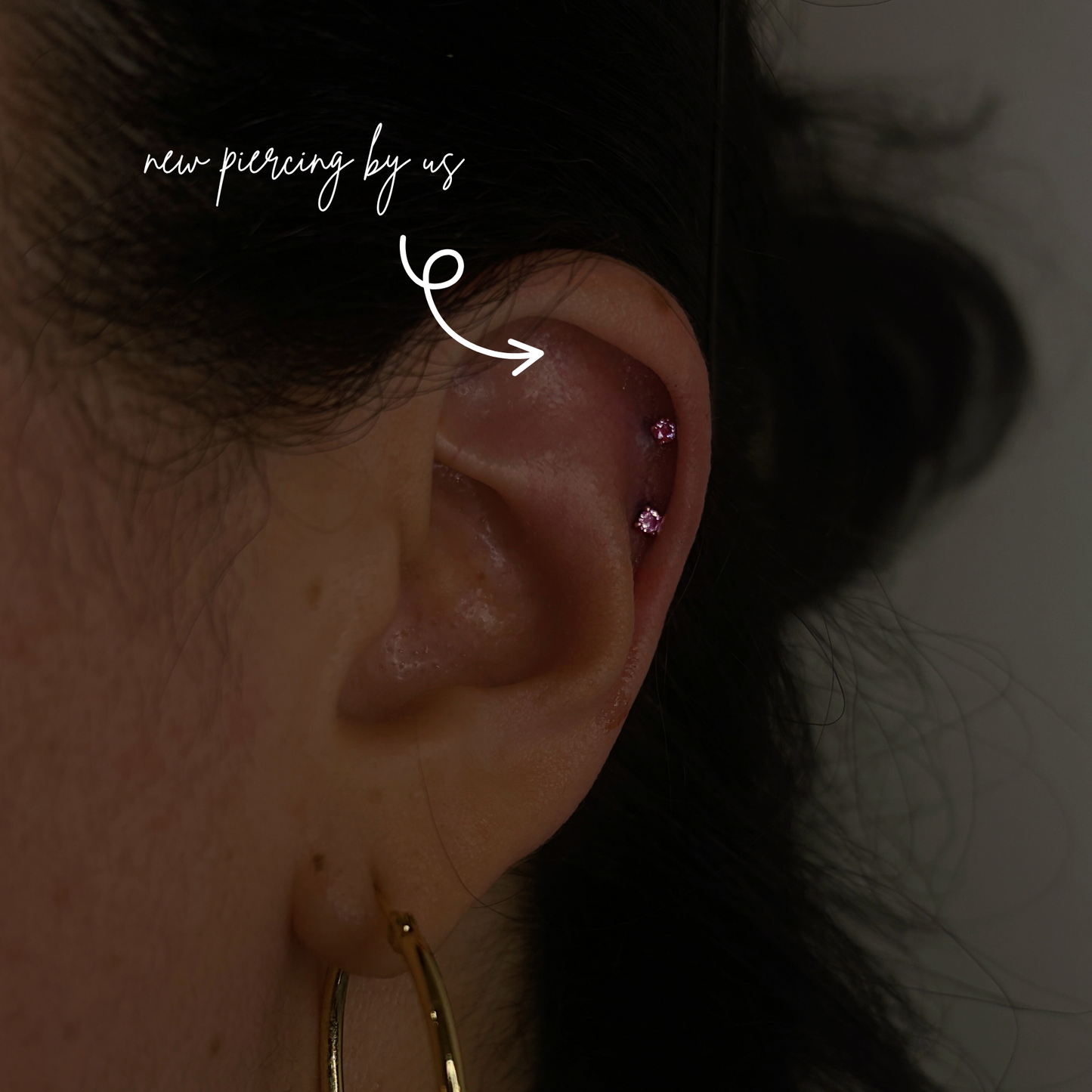14K Solid Gold 2mm Pink CZ Threadless Labret Flat Back Earring