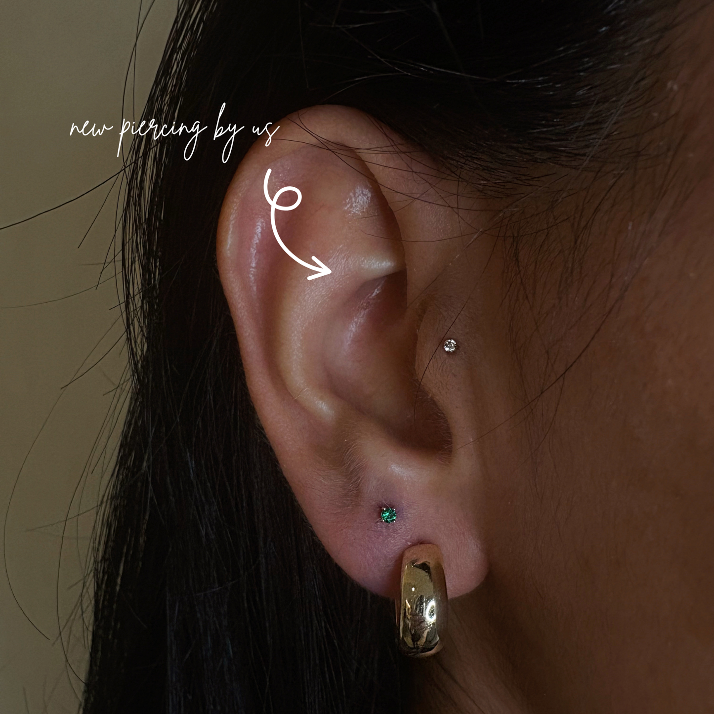 14K Solid Gold 2mm White CZ Threadless Labret Flat Back Earring