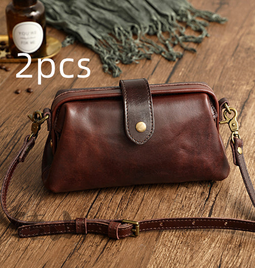 Clementine Leather Crossbody Bag - Elegant Pillow-Type Shoulder Purse