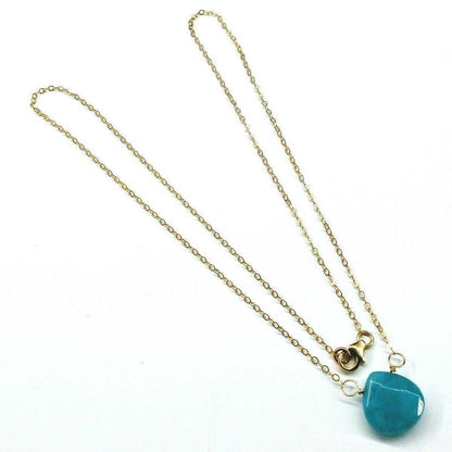 Gold Filled Aqua Jade Wire Wrap Gemstone Drop Necklace