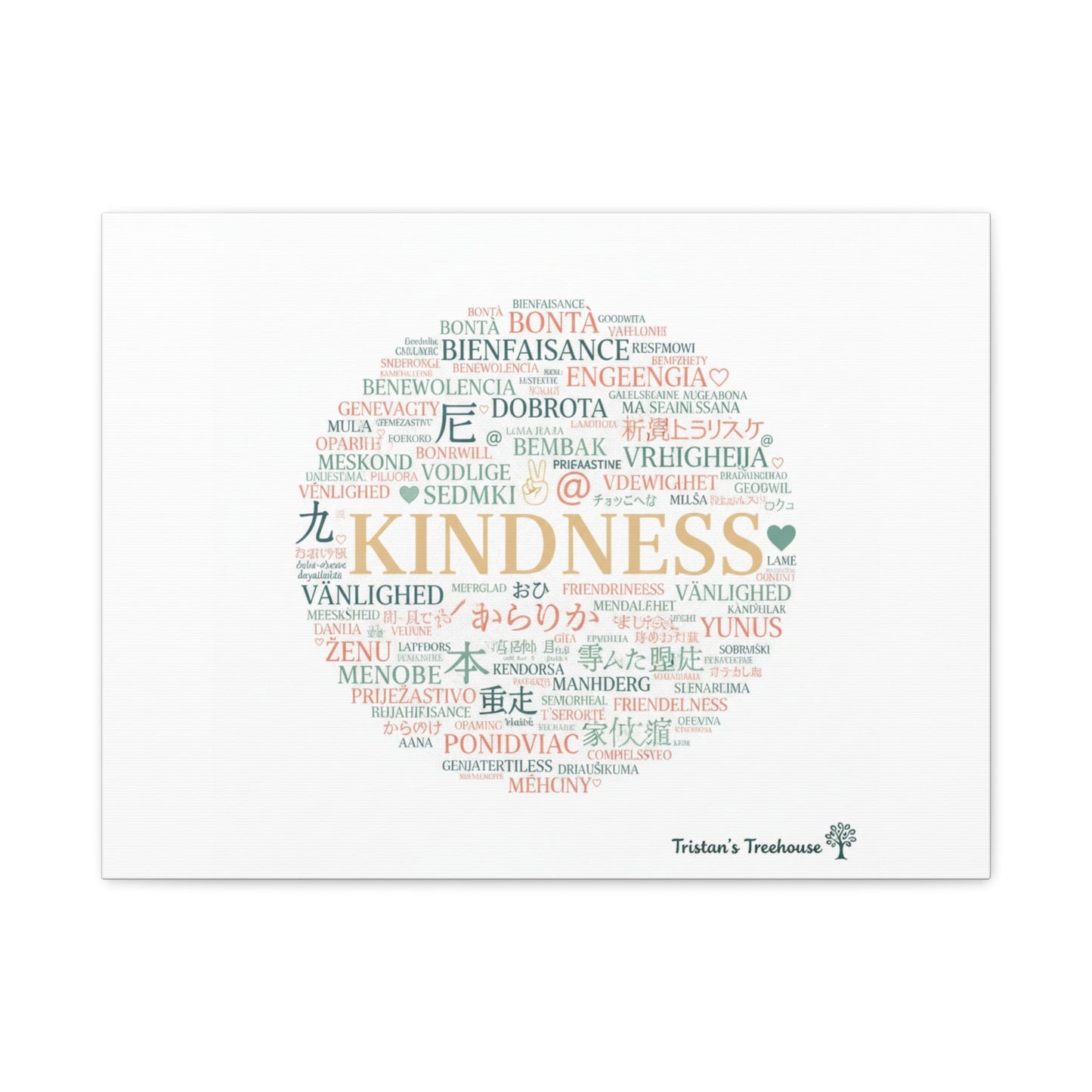 Kindness Word Cloud Canvas | Fresh Start Minimalist Wall Art