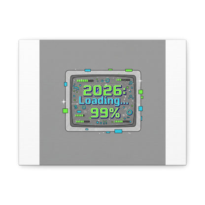2026 Loading 99% Canvas | NYE countdown, retro system interface