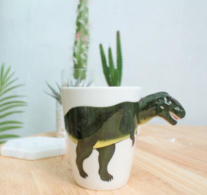 Ceramic pure hand painted Triceratops children's water cup