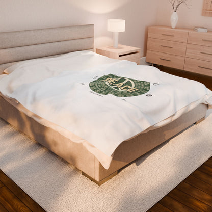 Handwritten Peace Doodle Velveteen Plush Blanket | Sketch Aesthetic, Cozy Pastel