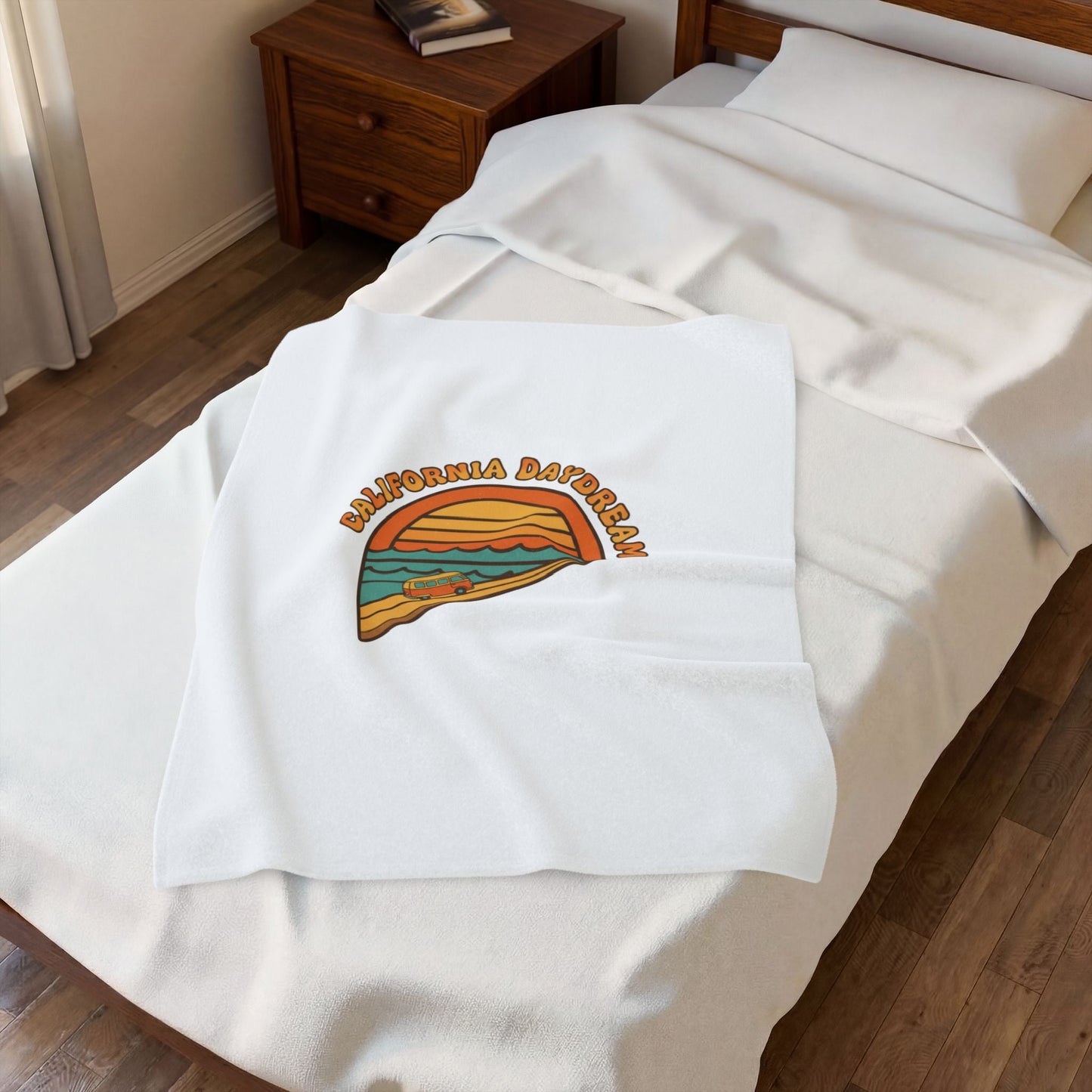 California Daydream Sunset Velveteen Blanket | 70s Retro Palm Golden Hour