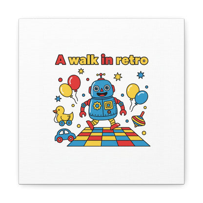 Retro Toy Robot Canvas | Throwback Kid, Primary Color Nostalgia
