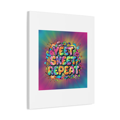 Yeet Skeet Repeat Canvas | Slogan & Glitch Graphic, Meme Phrase Wall Art