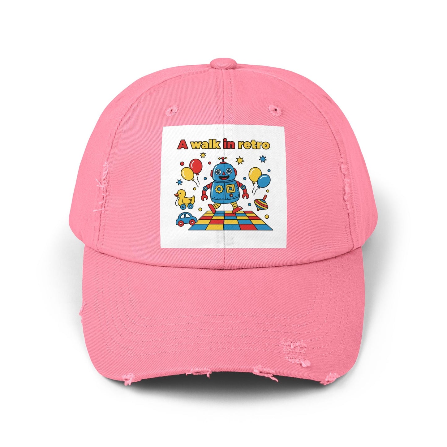 Retro Robot Baseball Cap - "A Walk in Retro" Distressed Patch Hat