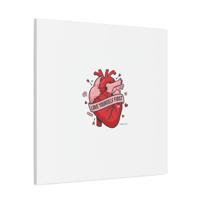 Love Yourself First Canvas, Hearts-with-a-Twist, Anti-Valentine Art