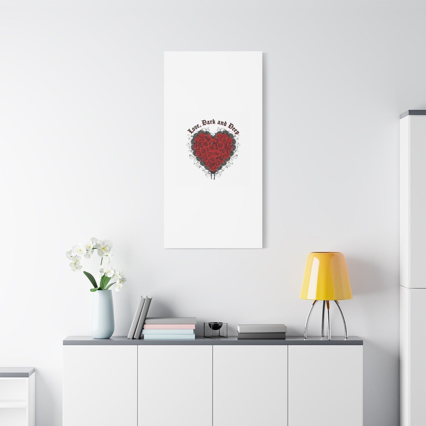 Love Dark and Deep Heart Canvas, Nu Romantic Gothic Romance, 80s Nostalgia