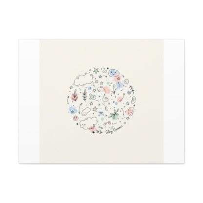 Doodle Circle Line Drawing Matte Canvas, Hand-Drawn Sketch Art