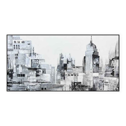Handmade Oil Painting Canvas Wall Art Decoration Modern Abstract Black And White Urban Architectural Street Scenes For Home Decor Rolled Frameless Unstretched Painting