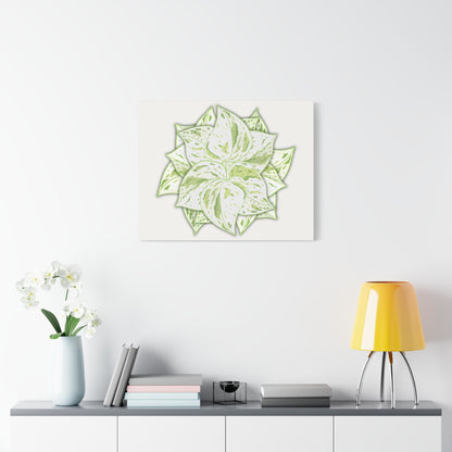 Snow Queen Pothos Canvas Print – Botanical Wall Art