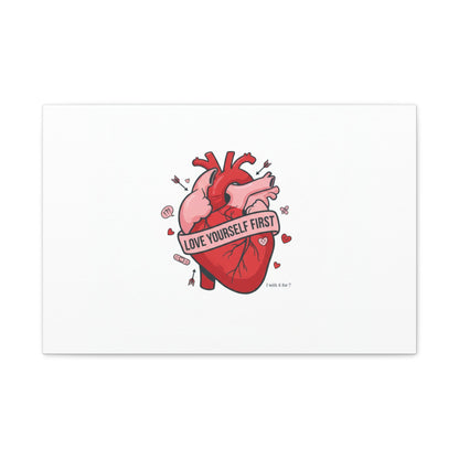 Love Yourself First Canvas, Hearts-with-a-Twist, Anti-Valentine Art