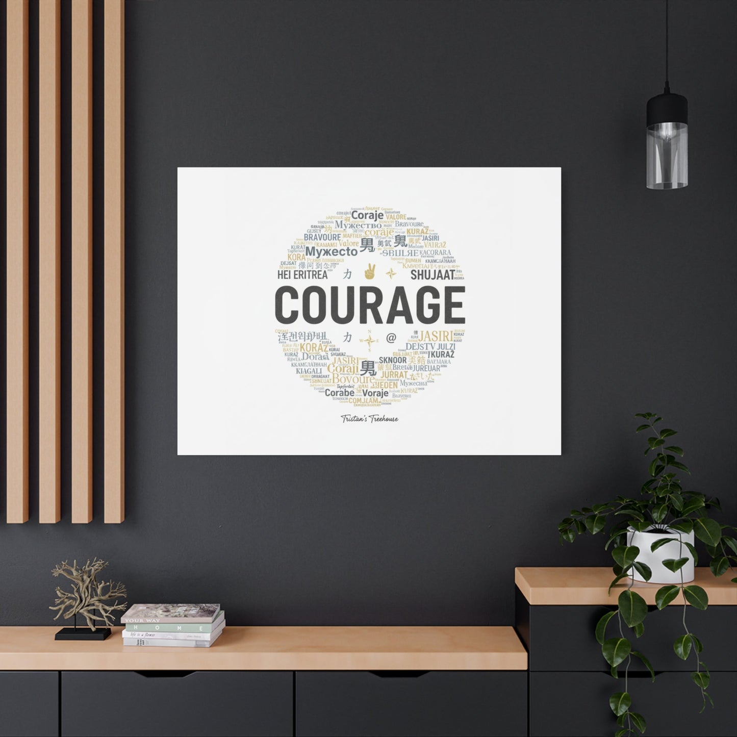 Courage Word Cloud Canvas | Fresh-Start Minimalism art print