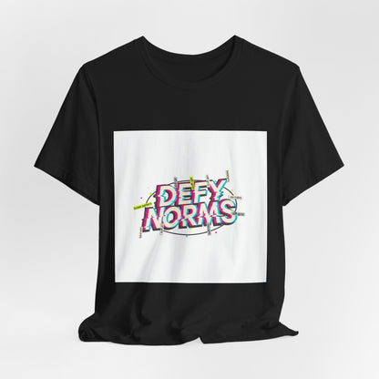 Defy Norms glitch font tee | anti-aesthetic, chaotic design shirt