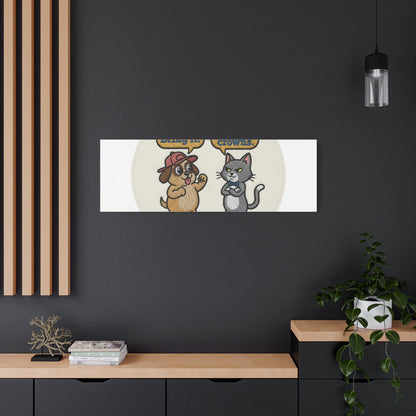 Funny Cat vs Dog Canvas | Pet Rivalry Wall Art