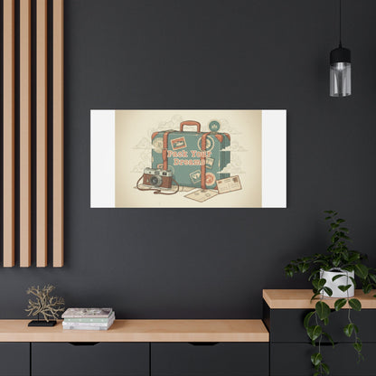 Pack Your Dreams Canvas | Retro Travel Postcard, Wanderlust Passport Stamp Art