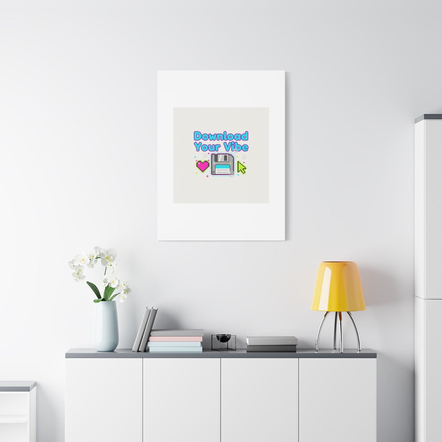 Download Your Vibe Canvas | Y2K Retro Tech, Pixel Floppy Disk Poster