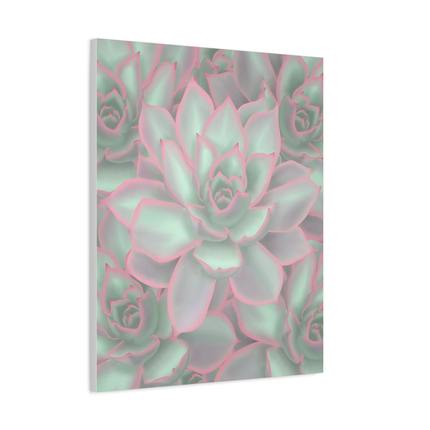 Echeveria Violet Queen Succulent Pattern Canvas Print – Botanical Wall Art