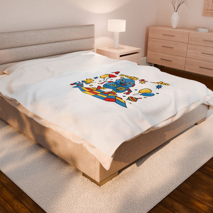 Retro Toy Robot Plush Blanket | Throwback Kid primary color nostalgia