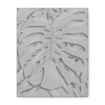 Soft Grey Monstera Canvas Print – Botanical Wall Art