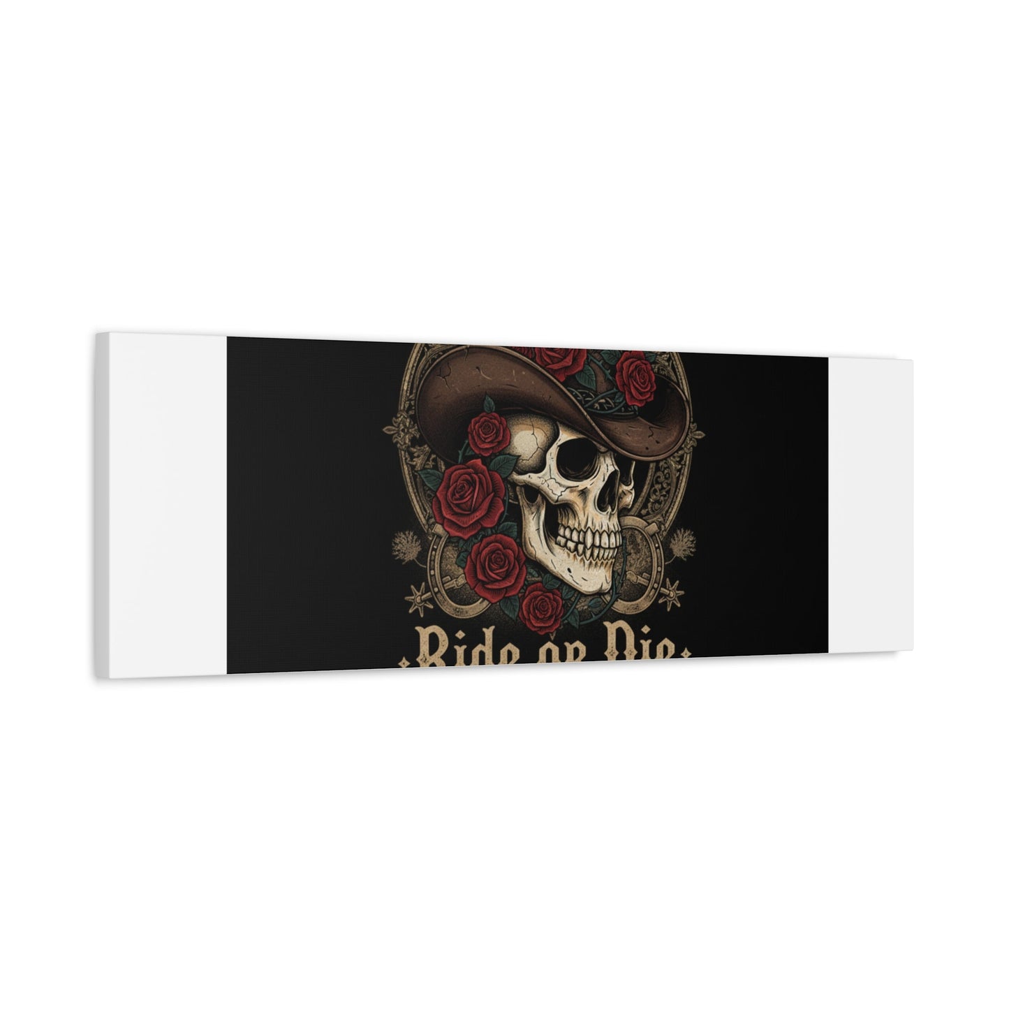 Ride or Die Skull Canvas | Western Skull Art, Gothic Americana